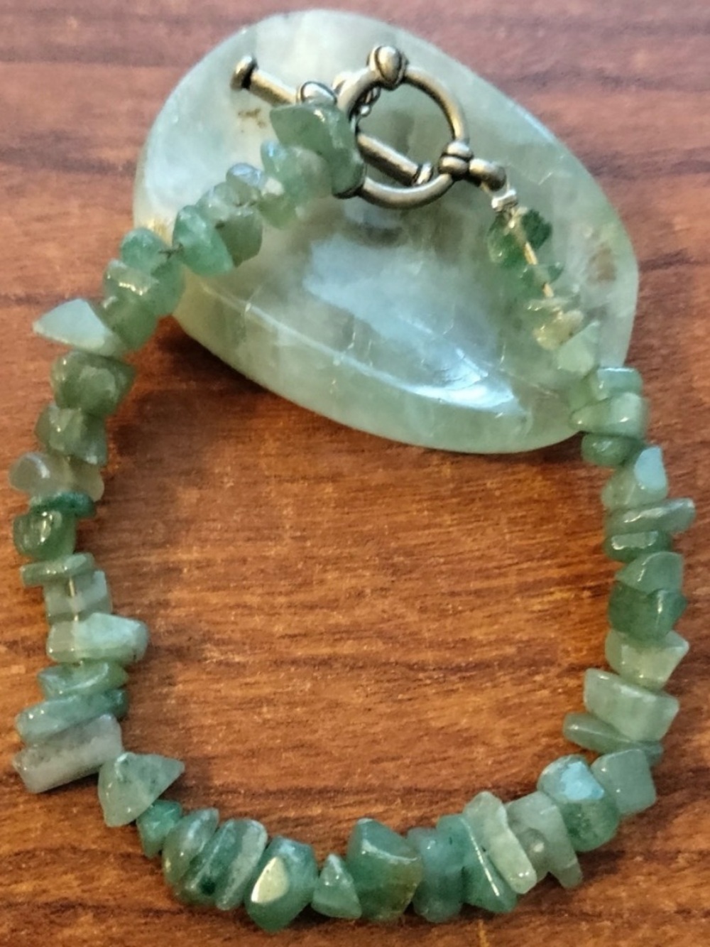 Bracelet Aventurine stone, polished nuggets. Silver toggle clasp, sm-rd wrist